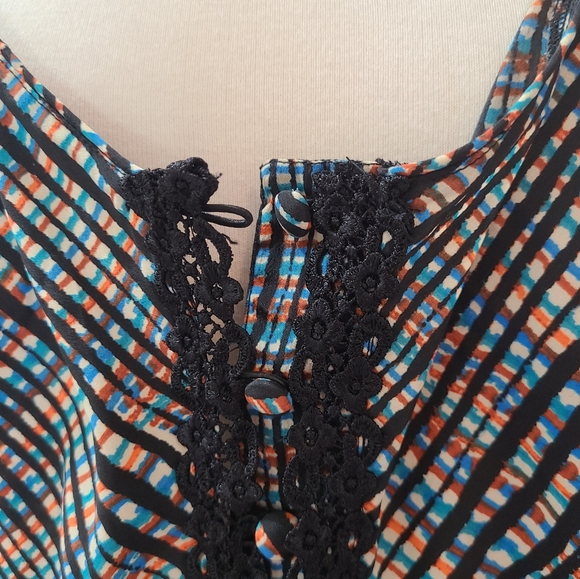 Intimately Free People Black Lace Detail Multi Color Tank Top Sz L - Picture 7 of 11